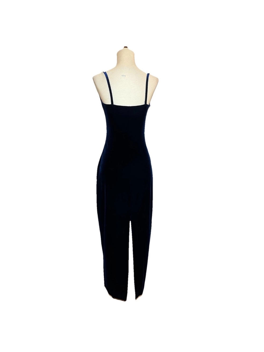 Vintage Y2K All That Jazz Size XS/S Velvet Formal Dress Navy Blue Beaded Accent - Picture 5 of 14